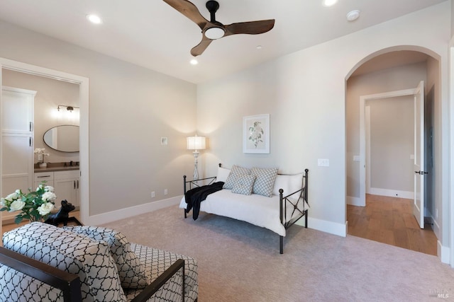 bedroom featuring access to outside and light hardwood / wood-style flooring