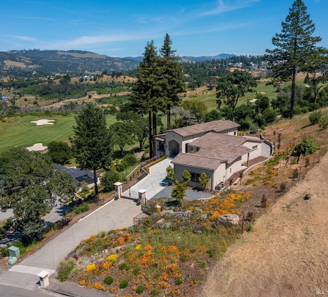 aerial view featuring a mountain view