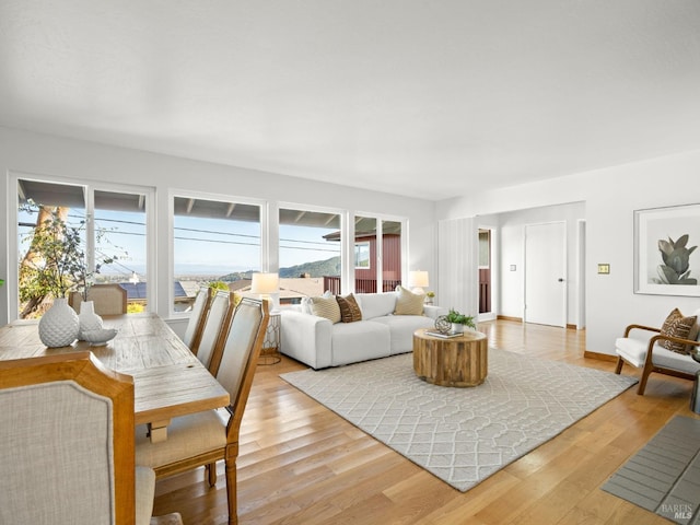 living room featuring light wood-type flooring