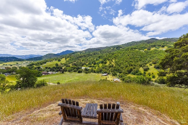 view of mountain feature with a rural view