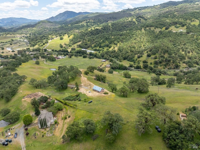 drone / aerial view with a mountain view