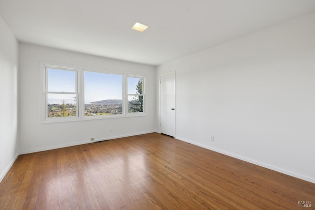 unfurnished room with wood-type flooring