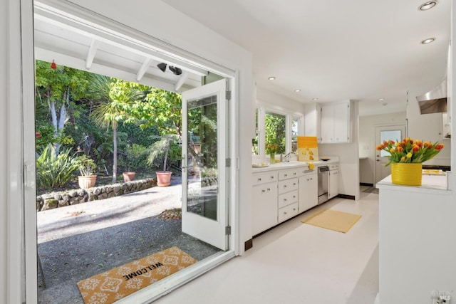 doorway to outside with sink