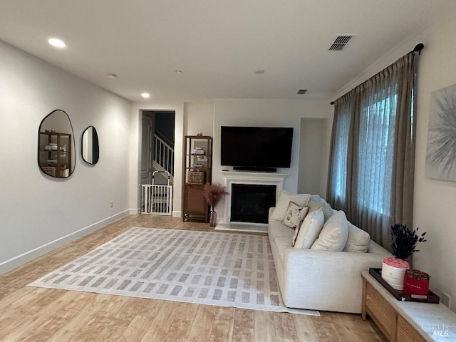 living room with hardwood / wood-style flooring