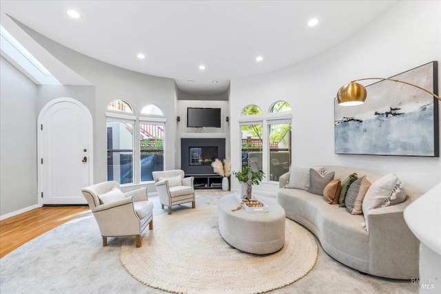 living room featuring plenty of natural light and hardwood / wood-style floors