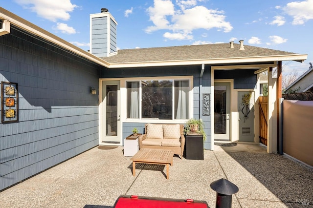 view of patio featuring fence