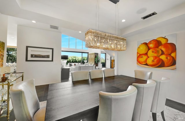 dining space with recessed lighting and visible vents