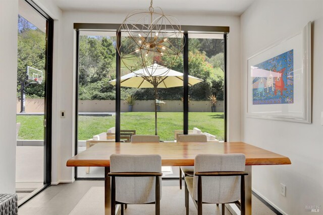 dining room featuring an inviting chandelier