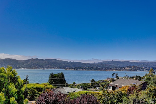 view of water feature with a mountain view