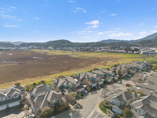 bird's eye view with a mountain view