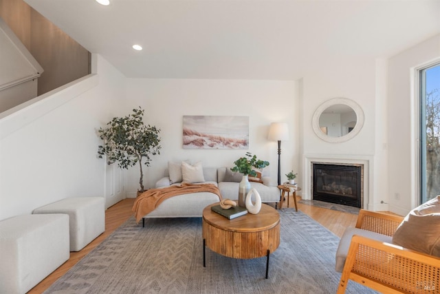 living room with light hardwood / wood-style floors