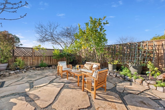 view of patio / terrace featuring an outdoor living space