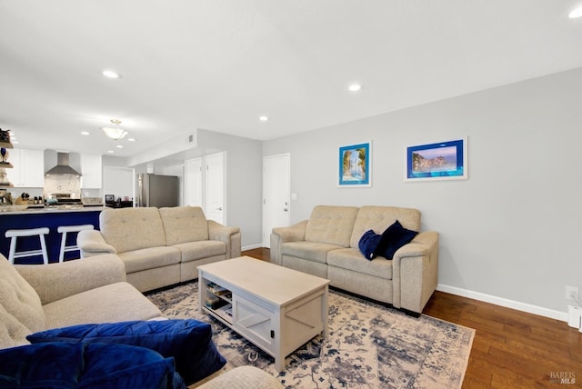 living room with hardwood / wood-style flooring