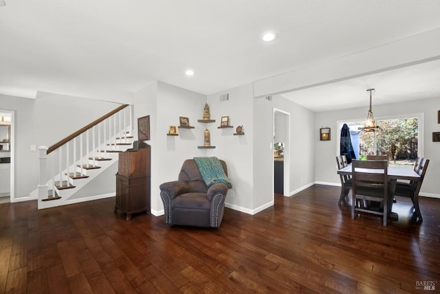 interior space featuring dark hardwood / wood-style flooring