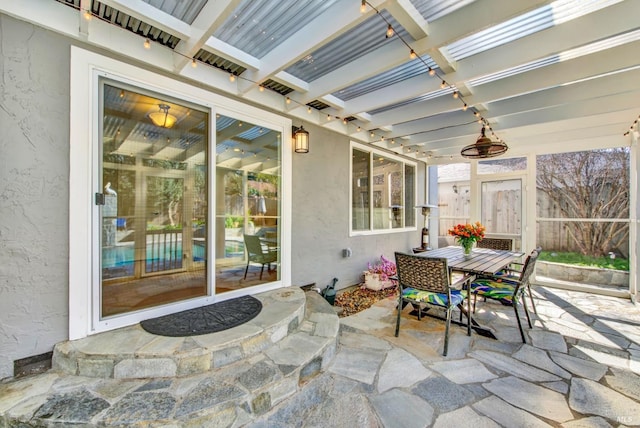 view of patio / terrace featuring a pergola