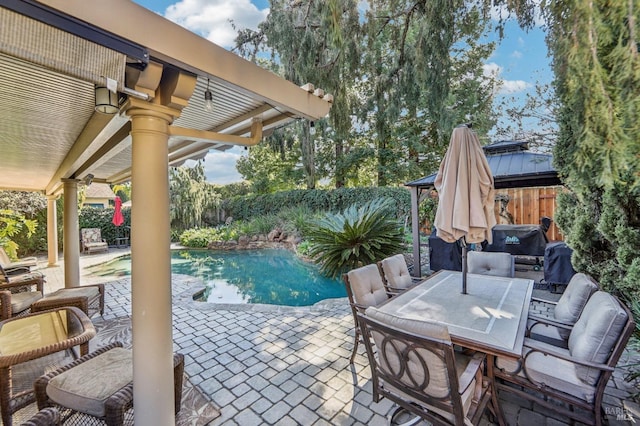 view of pool featuring a patio