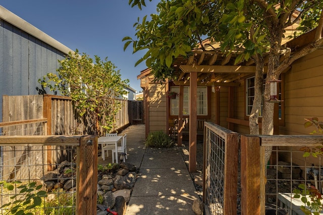 exterior space with a pergola