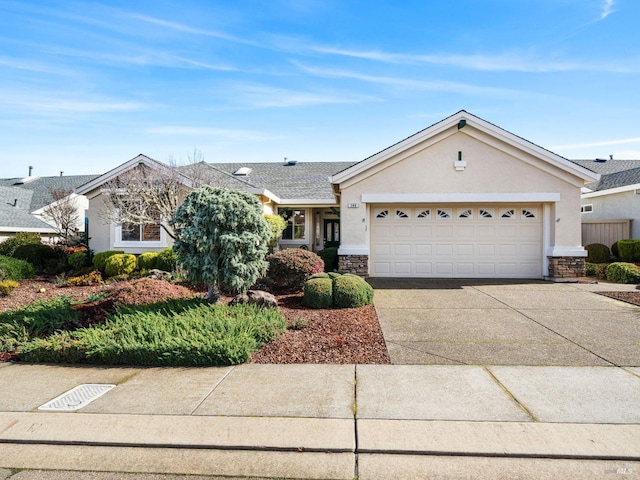 single story home with a garage