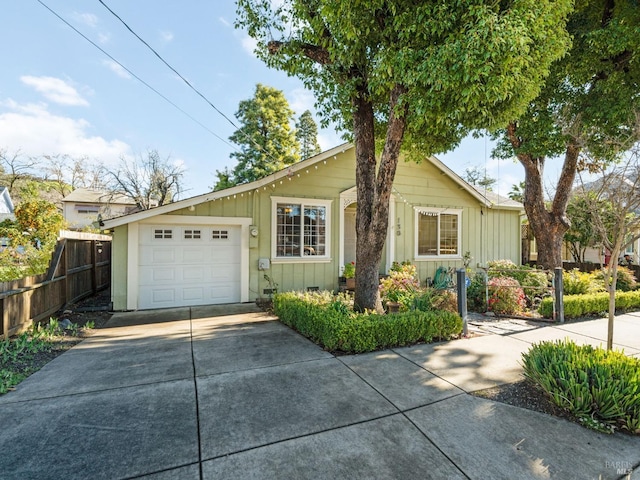 single story home with a garage