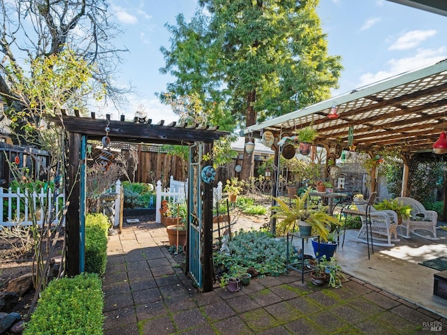 view of patio with a pergola