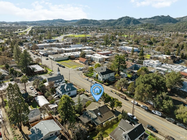 bird's eye view featuring a mountain view