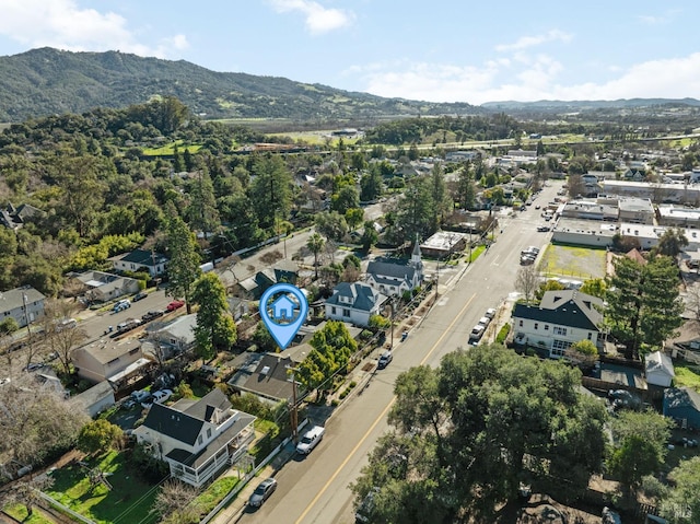 drone / aerial view with a mountain view