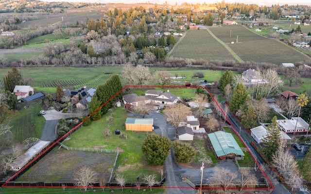 aerial view featuring a rural view