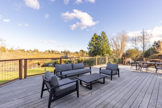 deck featuring an outdoor living space