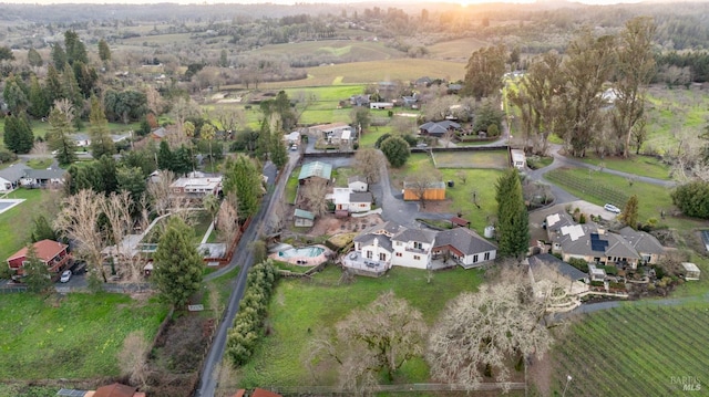 bird's eye view featuring a residential view and a rural view