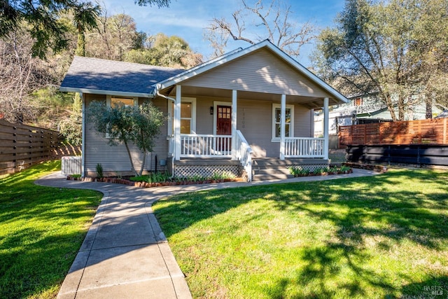 bungalow-style house featuring a front yard and a porch