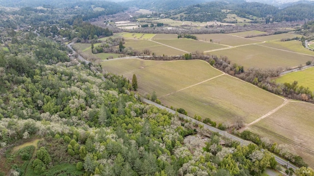 birds eye view of property featuring a rural view