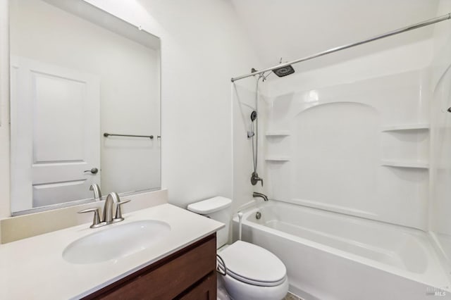 full bathroom with vanity, toilet, and shower / bathing tub combination