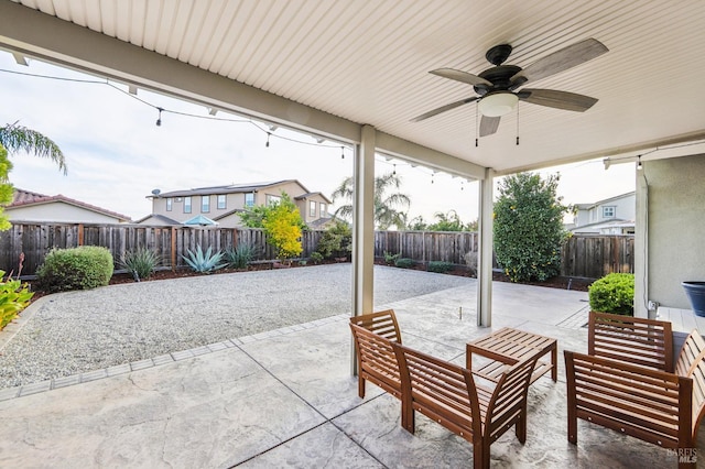 view of patio with ceiling fan