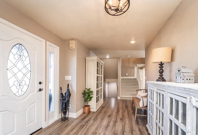1061 Steele Canyon Rd, Napa, CA 94558 - foyer entrance featuring a healthy amount of sunlight, stairway, baseboards, and wood finished floors