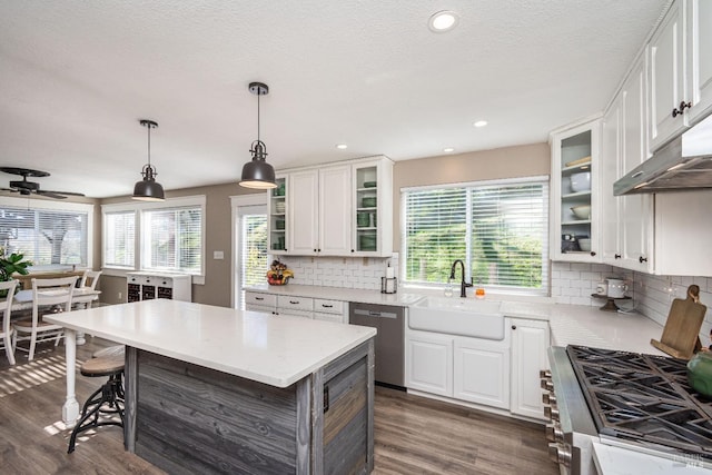 1061 Steele Canyon Rd, Napa, CA 94558 - kitchen featuring appliances with stainless steel finishes, white cabinets, a sink, and dark wood-type flooring