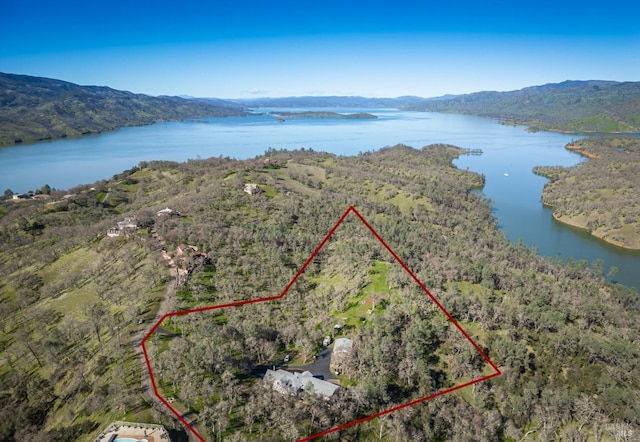 1061 Steele Canyon Rd, Napa, CA 94558 - drone / aerial view with a forest view and a water and mountain view