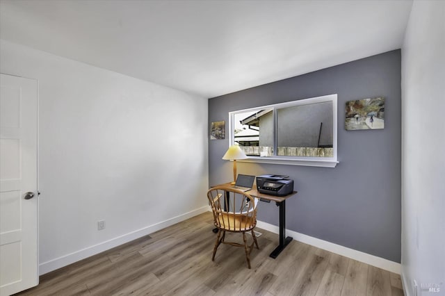 home office featuring light wood-type flooring