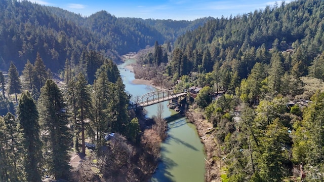 aerial view with a water and mountain view