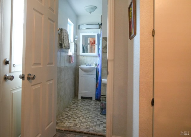 hallway with sink