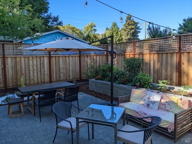 view of patio featuring an outdoor living space