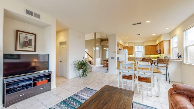 view of tiled living room