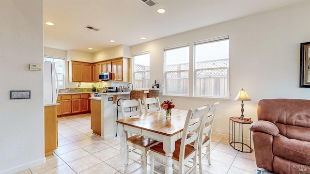 view of tiled dining room