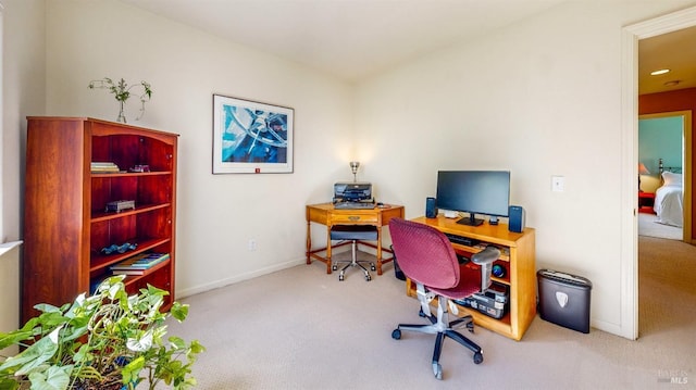 home office featuring carpet flooring