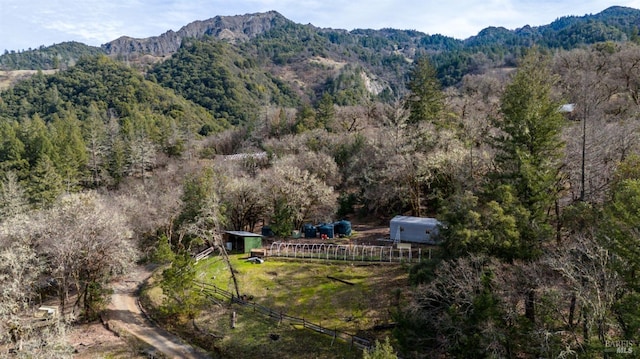 aerial view featuring a mountain view