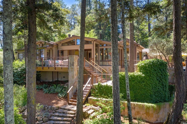 view of jungle gym with a deck