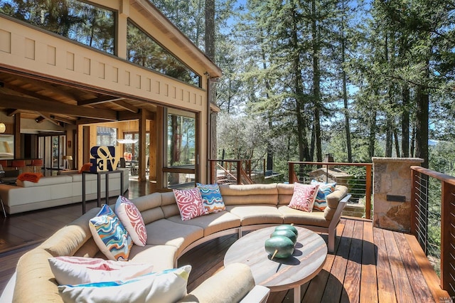 deck featuring an outdoor living space