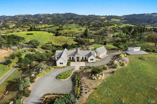 bird's eye view with a mountain view