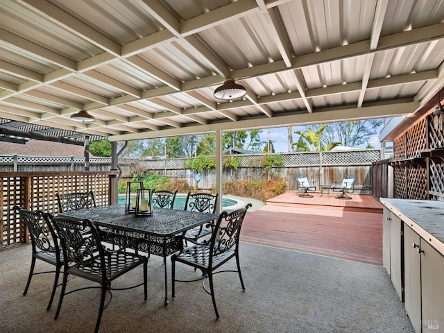 view of patio featuring a deck