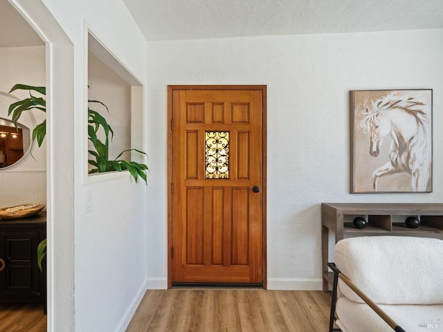 entrance foyer with light wood-type flooring