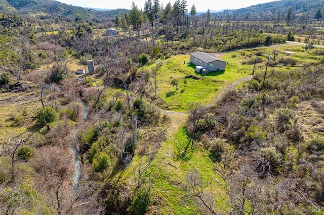 birds eye view of property with a mountain view